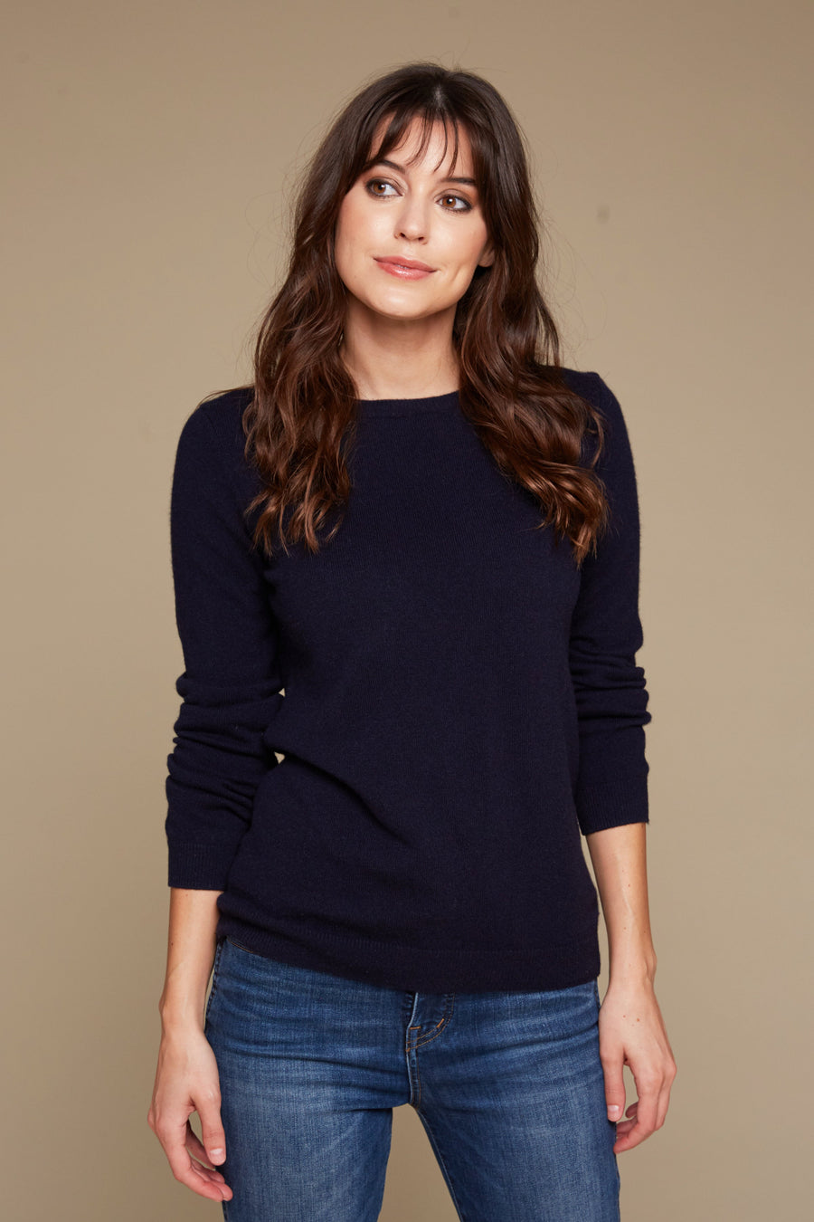 Sydney Classic Crewneck Cashmere Sweater - Navy